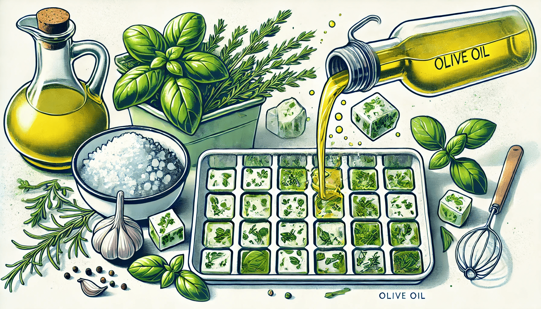 Freeze Herbs in Olive Oil