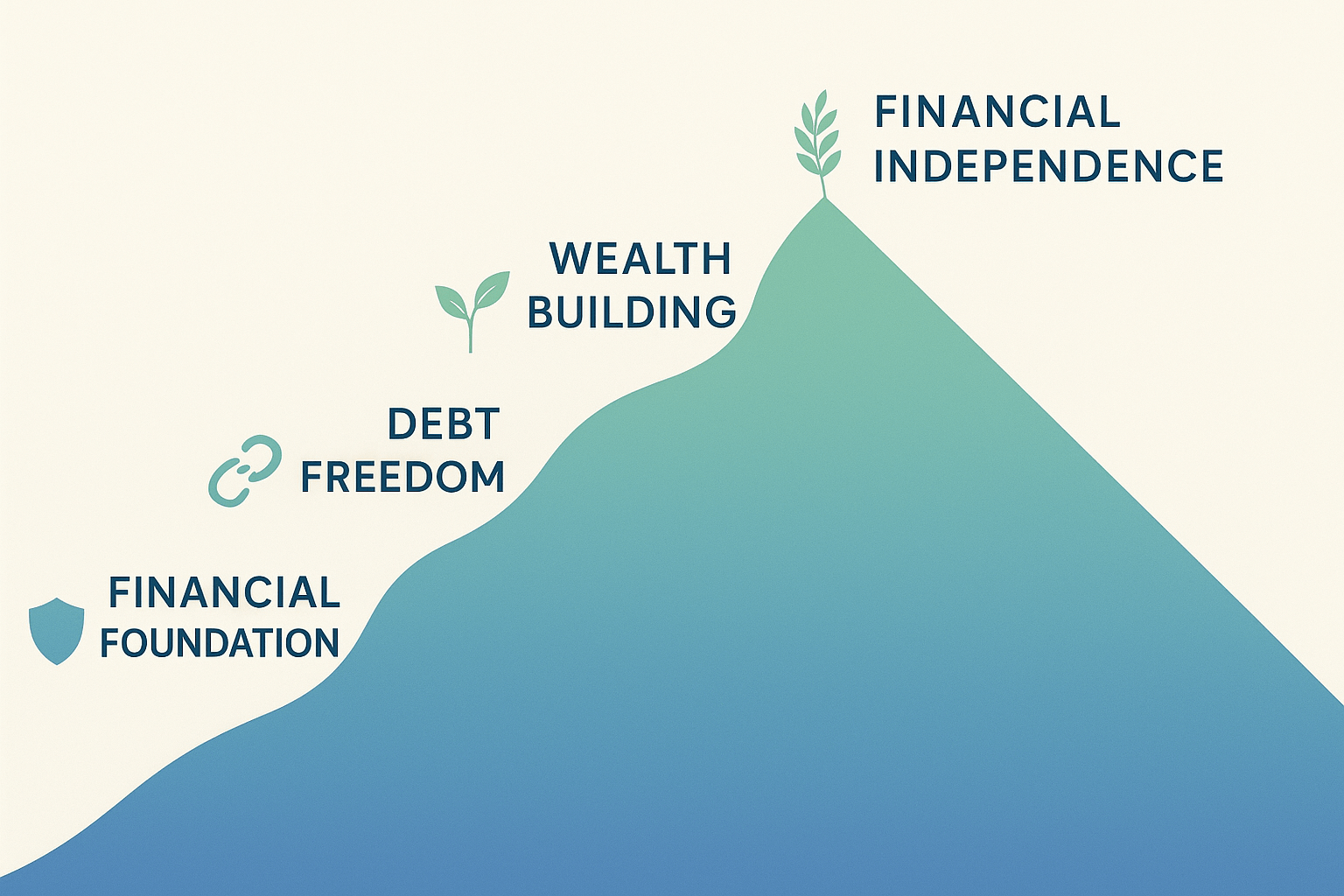 Visual representation of financial freedom journey showing path from debt to financial independence